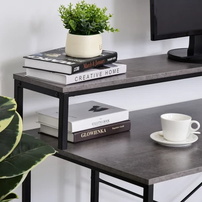 HOMCOM 55 Inch Home Office Computer Desk Study Writing Workstation With Storage Shelves, Elevated Monitor Shelf, CPU Stand 4 HOMCOM 55 Inch Home Office Computer Desk Study Writing Workstation With Storage Shelves, Elevated Monitor Shelf, CPU Stand - Image 4