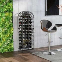 HOMCOM 45-Bottle Modern Wine Organizer Decorative Portable Wrought Iron Wine Rack Jail -Homcom GUEST 31c48f1e 1bc8 4c58 8531 620657fb130d