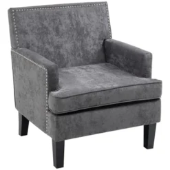 HOMCOM Modern Accent Chair, Upholstered Living Room Chair With Solid Wood Legs And Nailhead Trim, Armchair -Homcom GUEST 31e99793 d5ed 4117 94ad 052b4e78ae2c