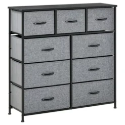 HOMCOM 9 Drawers Storage Chest Dresser Organizer Unit W/ Steel Frame, Wood Top, Easy Pull Fabric Bins, For Bedroom, Hallway, Closet, Entryway -Homcom GUEST 32276574 8640 4b84 a7b6 b207947cd6eb