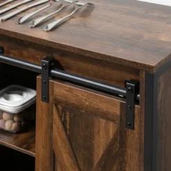 HOMCOM Industrial Sideboard, Buffet Cabinet With Sliding Barn Doors, Storage Cabinets And Adjustable Shelves For Living Room, Home Bar, Rustic Brown 8 HOMCOM Industrial Sideboard, Buffet Cabinet With Sliding Barn Doors, Storage Cabinets And Adjustable Shelves For Living Room, Home Bar, Rustic Brown -Homcom GUEST 3283a990 7c94 4cfa bd43 e834ceabac87