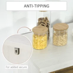 HOMCOM Kitchen Sideboard, Glass Door Buffet Cabinet, Accent Cupboard With Adjustable Storage Shelf For Living Room, Distressed White -Homcom GUEST 32a803c3 e160 4a52 a249 6c49c4641c1c