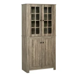 HOMCOM Freestanding Kitchen Pantry Storage With 2 Large Cabinets, 4 Shelves, Framed Glass Doors And Anti-Toppling Design -Homcom GUEST 3363d95d 38bb 4e20 9b05 e0da8e02a337