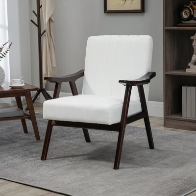 HOMCOM Accent Chair With Softness & Support, Upholstered Arm Chair For Living Room Furniture, Comfy Chair For Bedroom, Living Room Chair, Cream White 1 HOMCOM Accent Chair With Softness & Support, Upholstered Arm Chair For Living Room Furniture, Comfy Chair For Bedroom, Living Room Chair, Cream White