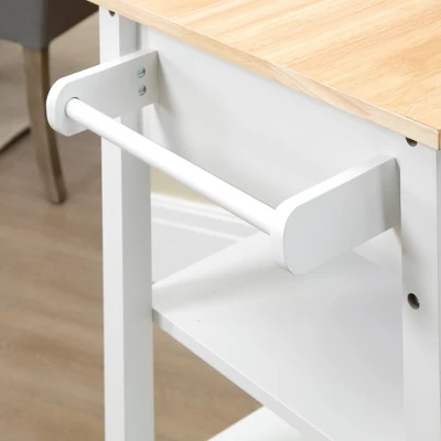 HOMCOM Compact Kitchen Island Cart On Wheels, Rolling Utility Trolley Cart With Storage Shelf & Drawer For Dining Room 4 HOMCOM Compact Kitchen Island Cart On Wheels, Rolling Utility Trolley Cart With Storage Shelf & Drawer For Dining Room - Image 4