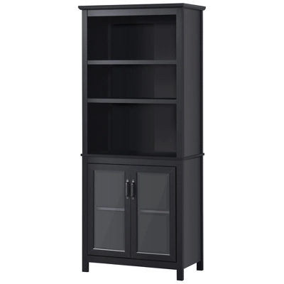 HOMCOM 71" Bookcase Storage Hutch Cabinet With Adjustable Shelves And Glass Doors For Home Office, Kitchen, Living Room 3 HOMCOM 71" Bookcase Storage Hutch Cabinet With Adjustable Shelves And Glass Doors For Home Office, Kitchen, Living Room - Image 3