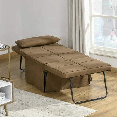 HOMCOM 4-in-1 Multi Function Folding Single Sofa Bed With Retractable Footrest, Convertible Sleeper With Adjustable Backrest, Brown 1 HOMCOM 4-in-1 Multi Function Folding Single Sofa Bed With Retractable Footrest, Convertible Sleeper With Adjustable Backrest, Brown