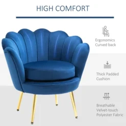 HomCom Elegant Velvet Upholstered Accent Leisure Club Chair With Gold Metal Legs -Homcom GUEST 36821f06 031a 4cfd 8ad6 b397a37162c9