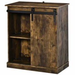 HOMCOM Industrial Sideboard Storage Cabinet, Serving Bar Buffet With Sliding Barn Door And 6-Bottle Wine Rack -Homcom GUEST 36862958 f582 4cdb bca3 c6ea474c5d3f