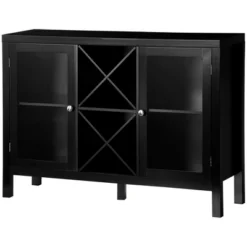 HOMCOM Modern Kitchen Sideboard, Buffet Table With Removable Wine Rack, Tempered Glass Door Cabinet And Adjustable Shelves For Living Room, Kitchen, Entryway, Black -Homcom GUEST 3719b5f8 49f4 4655 bfb9 955d3a99e824