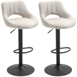 HOMCOM Modern Bar Stools Set Of 2 Swivel Bar Height Barstools Chairs With Adjustable Height, Round Heavy Metal Base, And Footrest -Homcom GUEST 3ab4761e 5cdb 4600 8c24 2456c3a6f30b
