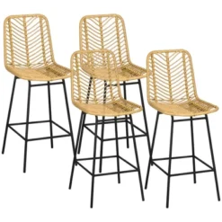 HOMCOM Modern Rattan Bar Stools Set Of 4, Breathable Steel-Base Wicker Counter Height Barstools For Kitchen Counter, Yellow 7 HOMCOM Modern Rattan Bar Stools Set Of 4, Breathable Steel-Base Wicker Counter Height Barstools For Kitchen Counter, Yellow -Homcom GUEST 3ae77b46 03b9 4731 b974 223e4b6451af