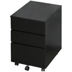 HOMCOM 3 Drawer Storage Cabinet, Mobile Desk Cabinet Under Desk With Wheels, Printer Stand For Home Office, Black -Homcom GUEST 3b9db228 5520 4e2e b4c6 4308eb507b0c