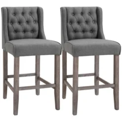 HOMCOM 26.25" Counter Height Bar Stools Set Of 2, Tufted Wingback Armless Upholstered Dining Chair With Rubber Wood Legs 11 HOMCOM 26.25" Counter Height Bar Stools Set Of 2, Tufted Wingback Armless Upholstered Dining Chair With Rubber Wood Legs -Homcom GUEST 3da851ab fb7e 44ba 86f4 f8b603ed2c3c