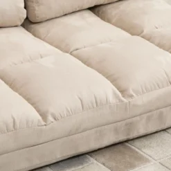 HOMCOM Convertible Floor Sofa Chair, Folding Upholstered Couch Bed, Adjustable Guest Chaise Lounge With Metal Frame And 2 Pillows -Homcom GUEST 3f078bdc c397 4616 aa55 fd6b8b6dfa6a