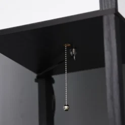 HOMCOM Modern Floor Lamp With Shelves & Dual Ambient Lighting, Tall Standing Lamp For Living Room, Bedroom, Fabric Lampshade, Black -Homcom GUEST 4002854c 1215 4198 a458 5da1bc6d8657