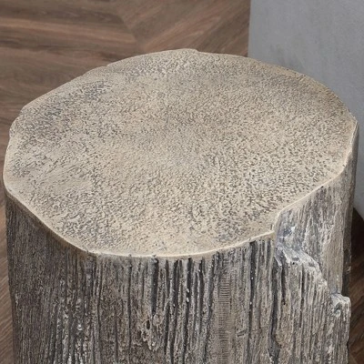 HOMCOM Side Table With Round Tabletop, Tree Stump Shape Concrete End Table With Wood Grain Finish, For Indoors And Outdoors, Set Of 2, Gray 4 HOMCOM Side Table With Round Tabletop, Tree Stump Shape Concrete End Table With Wood Grain Finish, For Indoors And Outdoors, Set Of 2, Gray - Image 4