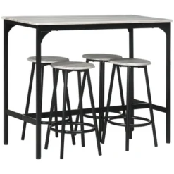 HOMCOM 5-Piece Counter Height Bar Table And Chairs Set, Rustic Bar Table With Stools, Kitchen Table 4 Chair Bar Table With Wooden Top -Homcom GUEST 40adfa7b 418d 43da a504 dfc4d7e77a20