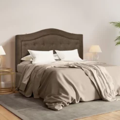 HOMCOM Upholstered Headboard, Button Tufted Bedhead Board, Home Bedroom Decoration For Full-Sized Beds, Brown