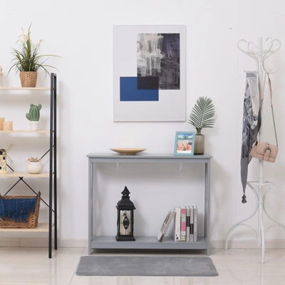 HOMCOM 2-Tier Console Table, Sofa Side Table With Storage Shelf, X Design For Entryway, Living Room, And Hallway 6 HOMCOM 2-Tier Console Table, Sofa Side Table With Storage Shelf, X Design For Entryway, Living Room, And Hallway - Image 6