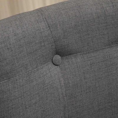 HOMCOM Swivel Bar Stools Set Of 2, Fabric Tufted Counter Height Bar Stools With Rubber Wood Legs And Footrest For Dining Room, Kitchen, Pub, Dark Gray 4 HOMCOM Swivel Bar Stools Set Of 2, Fabric Tufted Counter Height Bar Stools With Rubber Wood Legs And Footrest For Dining Room, Kitchen, Pub, Dark Gray - Image 4