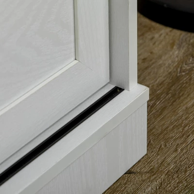 HOMCOM Farmhouse Coffee Bar Cabinet, Kitchen Sideboard, Buffet Cabinet With Sliding Barn Door And 3 Storage Drawers For Living Room, White 5 HOMCOM Farmhouse Coffee Bar Cabinet, Kitchen Sideboard, Buffet Cabinet With Sliding Barn Door And 3 Storage Drawers For Living Room, White - Image 5