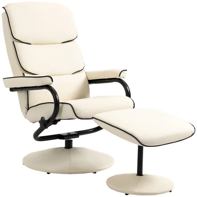 HOMCOM Recliner Chair With Ottoman, PU Leather Swivel High Back Armchair W/ Footrest Stool, 135° Adjustable Backrest And Thick Foam Padding For Home Office Or Living Room 3 HOMCOM Recliner Chair With Ottoman, PU Leather Swivel High Back Armchair W/ Footrest Stool, 135° Adjustable Backrest And Thick Foam Padding For Home Office Or Living Room - Image 3