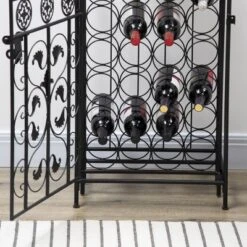 HOMCOM 45-Bottle Modern Wine Organizer Decorative Portable Wrought Iron Wine Rack Jail -Homcom GUEST 46380f22 307d 4240 9727 d96d04d07a46
