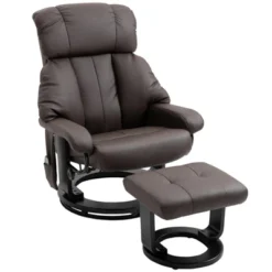 HOMCOM Recliner With Ottoman Footrest, Recliner Chair With Vibration Massage, Faux Leather And Swivel Wood Base For Living Room And Bedroom -Homcom GUEST 4762849b 78d8 4a6c aa19 49b845aecd24