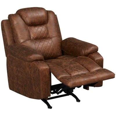HOMCOM Overstuffed Manual Recliner Chair With Thick Sponge Padded Headrest And Armrest, And Rocking Function, Brown 3 HOMCOM Overstuffed Manual Recliner Chair With Thick Sponge Padded Headrest And Armrest, And Rocking Function, Brown - Image 3