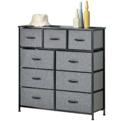 HOMCOM 9 Drawers Storage Chest Dresser Organizer Unit W/ Steel Frame, Wood Top, Easy Pull Fabric Bins, For Bedroom, Hallway, Closet, Entryway -Homcom GUEST 4ba7c1f5 ac9e 4203 adfa 2aec52dc6679
