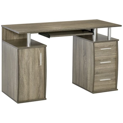 HOMCOM 47" Computer Desk With Keyboard Tray And Storage Drawers, Home Office Workstation Table With Storage Shelves 6 HOMCOM 47" Computer Desk With Keyboard Tray And Storage Drawers, Home Office Workstation Table With Storage Shelves - Image 6