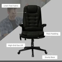 HOMCOM 6 Point Vibrating Massage Office Chair With Heat, Linen High Back Executive Office Chair With Reclining Backrest, Armrests -Homcom GUEST 4c8bb64d be30 4d11 9b9f 204f28563ca5