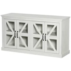 HOMCOM Rustic Kitchen Sideboard, Glass Door Buffet Cabinet, TV Stand With Adjustable Shelf For Dining Room, White 7 HOMCOM Rustic Kitchen Sideboard, Glass Door Buffet Cabinet, TV Stand With Adjustable Shelf For Dining Room, White -Homcom GUEST 4c94dba6 3b8e 4a91 984e a1f3e000e1e8