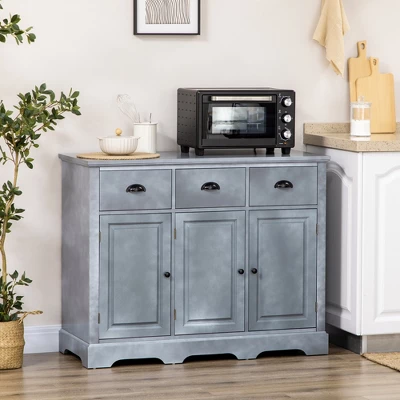 HOMCOM Sideboard Buffet Cabinet With Storage Drawers Adjustable Shelves Countertop Dining Room Cabinet Kitchen Buffet Living Room Furniture Gray 1 HOMCOM Sideboard Buffet Cabinet With Storage Drawers Adjustable Shelves Countertop Dining Room Cabinet Kitchen Buffet Living Room Furniture Gray