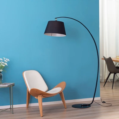 HOMCOM Arched Floor Lamp, Modern Standing Lamp With Foot Switch & Metal Base, Corner Reading Lamps Tall Pole Light For Office Bedroom Living Room 1 HOMCOM Arched Floor Lamp, Modern Standing Lamp With Foot Switch & Metal Base, Corner Reading Lamps Tall Pole Light For Office Bedroom Living Room