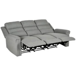HOMCOM Recliner Sofa Couch With Easy Pull Handles And Adjustable Footrest, 3 Seater Sofa Modern Couch, Gray -Homcom GUEST 4e524981 c02c 4ca4 b112 cfc002a69fca