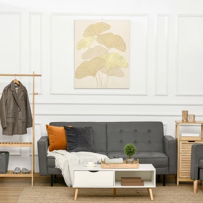 HOMCOM Hand-Painted Canvas Wall Art For Living Room Bedroom, Painting Gold Ginkgo Leaves, 39.25" X 31.5" 1 HOMCOM Hand-Painted Canvas Wall Art For Living Room Bedroom, Painting Gold Ginkgo Leaves, 39.25" X 31.5"