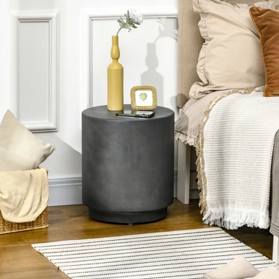 HOMCOM Lightweight Accent Table With Concrete Finish, Round Side Table With 4 Adjustable Feet For Indoor, Outdoor, Charcoal Gray 1 HOMCOM Lightweight Accent Table With Concrete Finish, Round Side Table With 4 Adjustable Feet For Indoor, Outdoor, Charcoal Gray