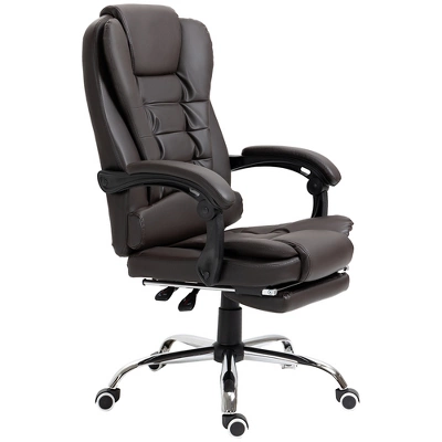 HOMCOM High-Back Executive Office Chair With Footrest, PU Leather Computer Chair With Reclining Function And Armrest, Ergonomic Office Chair, Coffee 3 HOMCOM High-Back Executive Office Chair With Footrest, PU Leather Computer Chair With Reclining Function And Armrest, Ergonomic Office Chair, Coffee - Image 3