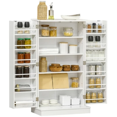 HOMCOM 41" Kitchen Pantry, 2-Door Kitchen Cabinet With 5-tier Storage Shelving, 12 Spice Racks And Adjustable Shelves For Dining Room 6 HOMCOM 41" Kitchen Pantry, 2-Door Kitchen Cabinet With 5-tier Storage Shelving, 12 Spice Racks And Adjustable Shelves For Dining Room - Image 6