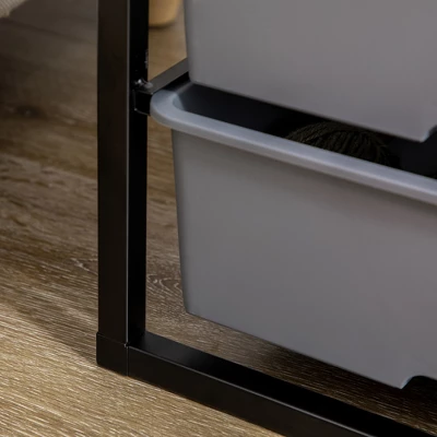HOMCOM Dresser Storage Drawers With 6 Plastic Bins And Steel Frame, Crafting Bins For Living Room, Bedroom, Grey 5 HOMCOM Dresser Storage Drawers With 6 Plastic Bins And Steel Frame, Crafting Bins For Living Room, Bedroom, Grey - Image 5