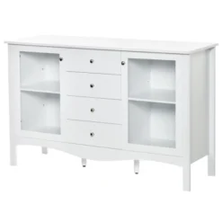 HOMCOM Modern Sideboard, Serving Buffet Cabinet, Cupboard With Glass Doors, Drawers And Adjustable Shelves For Living Room, White -Homcom GUEST 533ef989 37c8 489d 836a d5dad337aad9