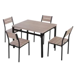 HOMCOM 5-Piece Dining Table Furniture Set Modern Industrial Table With 4 Chairs For Dining Room, Kitchen -Homcom GUEST 537b6064 e852 4381 90fe ad7b7dc3a34b