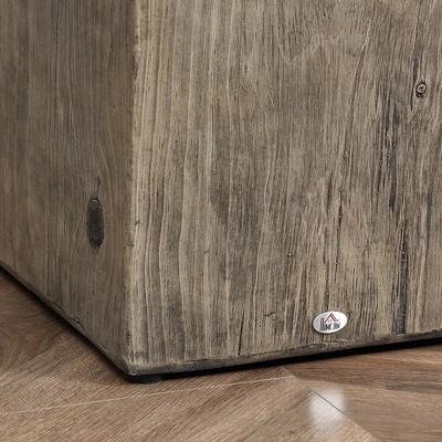 HOMCOM Decorative Side Table With Square Tabletop, Rustic Concrete End Table With Wood Grain Finish, For Indoors And Outdoors, Gray 5 HOMCOM Decorative Side Table With Square Tabletop, Rustic Concrete End Table With Wood Grain Finish, For Indoors And Outdoors, Gray - Image 5