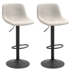 HOMCOM Adjustable Bar Stools Set Of 2, Swivel Bar Height Chairs Barstools Padded With Back For Kitchen, Counter, And Home Bar -Homcom GUEST 54e70dd4 a6e2 462a b995 5709195be065