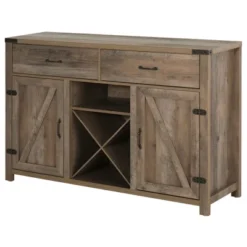 HOMCOM Wooden Farmhouse Sideboard, Storage Buffet Cabinet With 2 Large Drawers, X-Shaped Wine Rack, And Cabinets, Distressed Brown -Homcom GUEST 55976214 ba15 4f9a b962 ef3d8e510d09