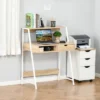 HOMCOM Home Office Desk, Computer Desk For Small Spaces, Writing Table With Drawer And Storage Shelves