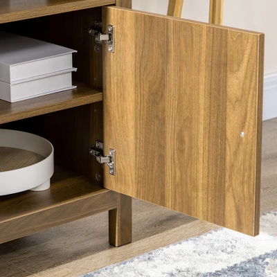 HOMCOM 65 Inch TV Stand With Storage, Media Cabinet TV Entertainment Center With Wooden Shelves And Doors For Living Room Furniture, Walnut 5 HOMCOM 65 Inch TV Stand With Storage, Media Cabinet TV Entertainment Center With Wooden Shelves And Doors For Living Room Furniture, Walnut - Image 5