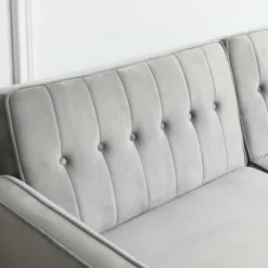 HOMCOM Convertible Sleeper Sofa, Futon Sofa Bed With Split Back Design Recline, Thick Padded Velvet-Touch Cushion Seating And Wood Legs, Light Grey -Homcom GUEST 55d3551b 1fb1 4a46 a3c5 2fd8b15f818a